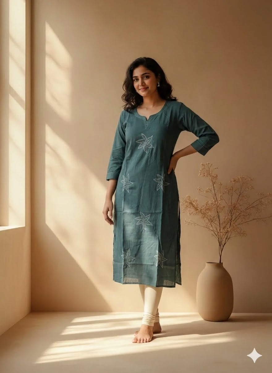 LOOMIRA PASTEL GREEN KURTI-6062