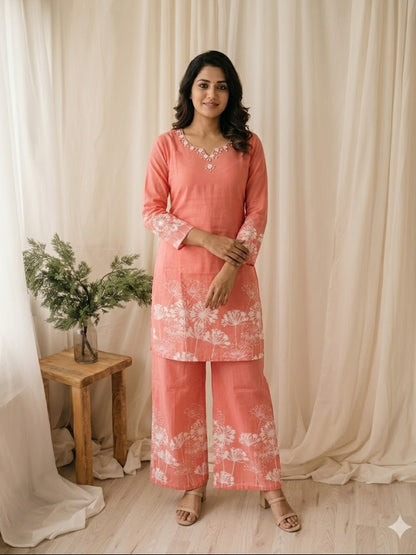 CORAL BLOOM COORD SET-0069