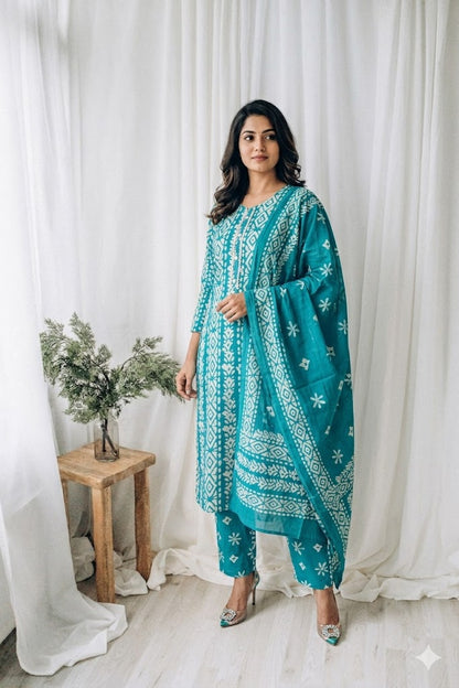 CASUAL COMFORT AQUA KURTI SET-1413