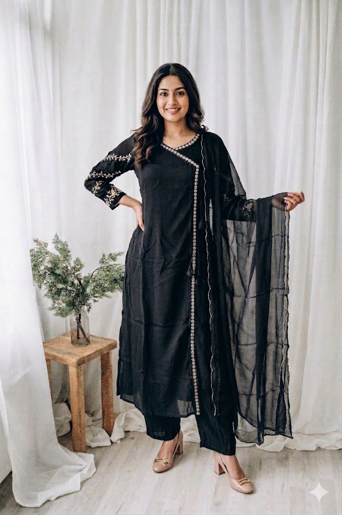 BLACK CHINON ETHNIC SUIT-2095