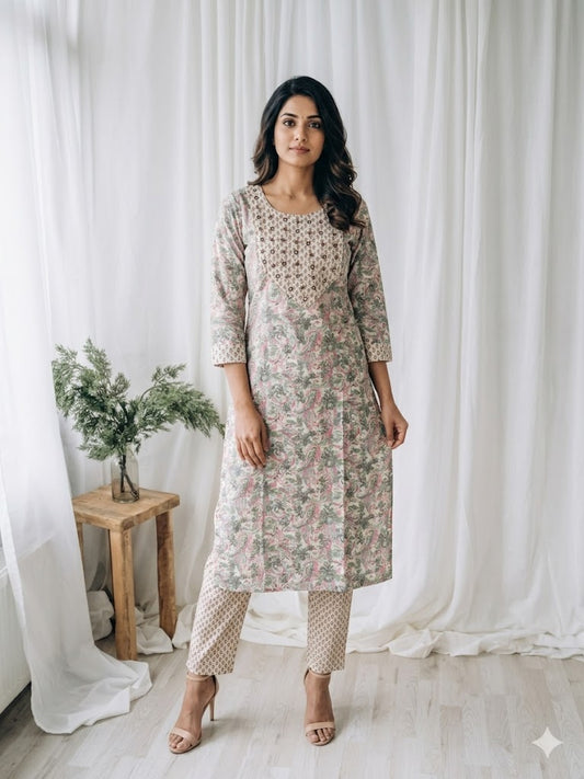 FLORAL GLEAM CO-ORD SET-0042