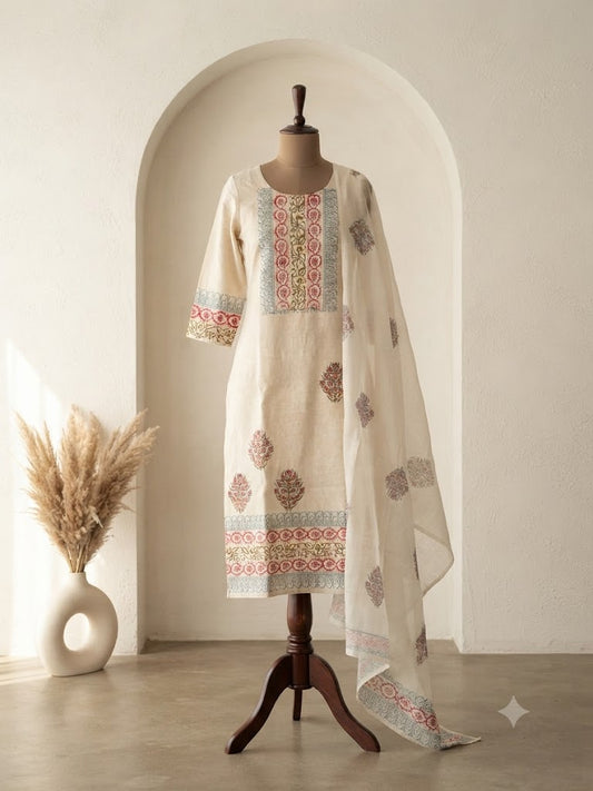 KHADI PRINT KURTI SET-1617
