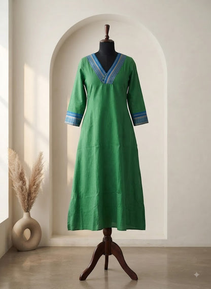 HANDLOOM GREEN KURTI-6129