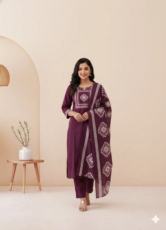 PURPLE CLASSIC KURTI SET-1517