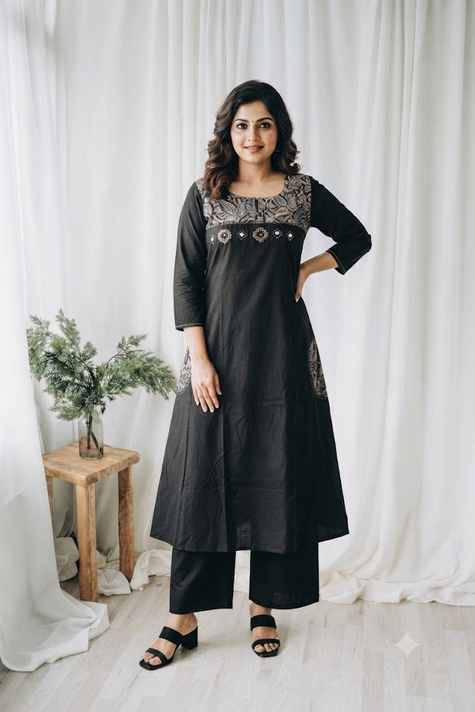 BLACK KALAMKARI COORDSET-0136