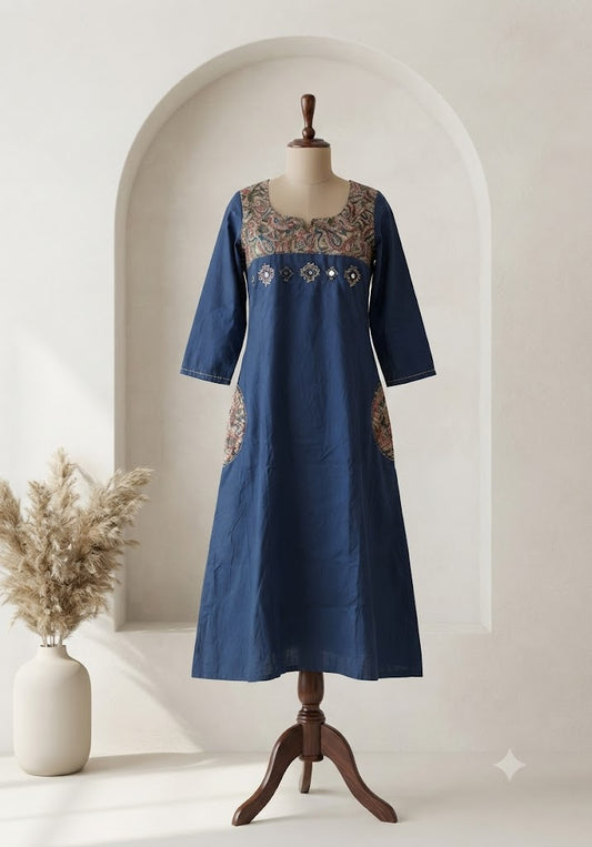 BLUE KALAMKARI COORDSET-0136