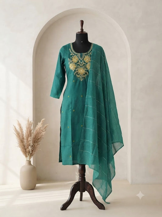 TEAL LOOM ETHNIC SUIT - 1469