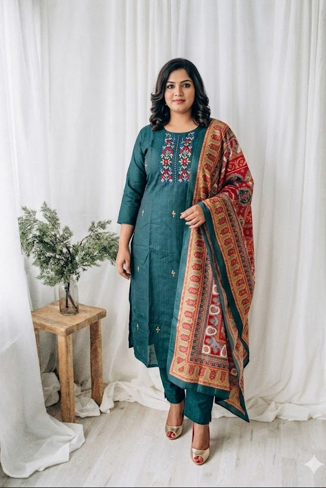 GREEN GLOW ETHNIC SUIT-1254