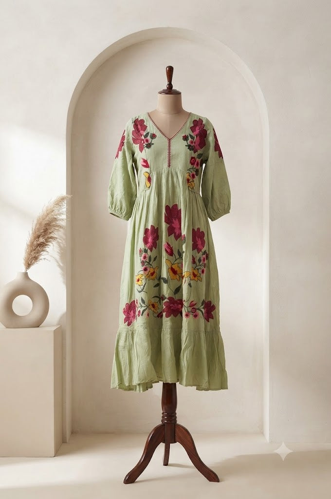 GREEN PETAL DRESS-1760