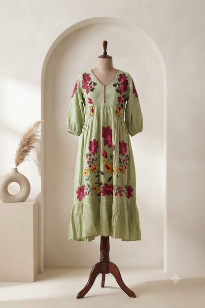 GREEN PETAL DRESS-1760