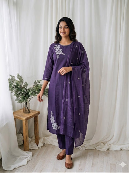 MIRELLE PURPLE KURTI SET-1592