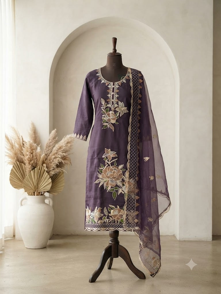 PURPLE PETALS ETHNIC SUIT-1177