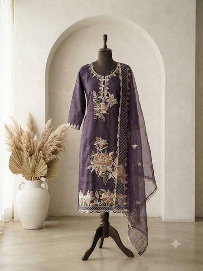 PURPLE PETALS ETHNIC SUIT-1177