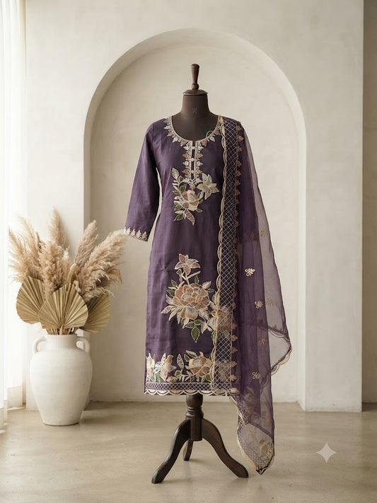 PURPLE PETALS ETHNIC SUIT-1177