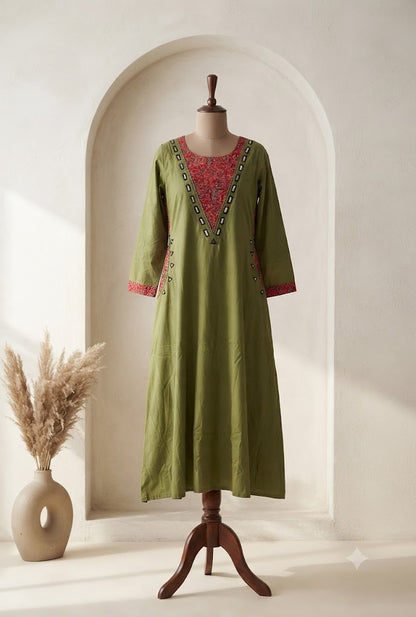 GREEN COTTON COORDSET-0117