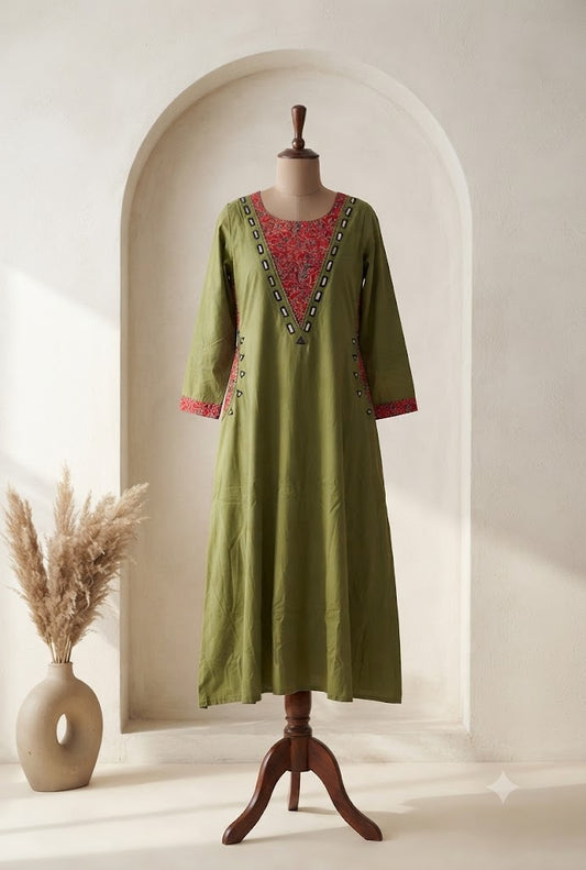 GREEN COTTON COORDSET-0117