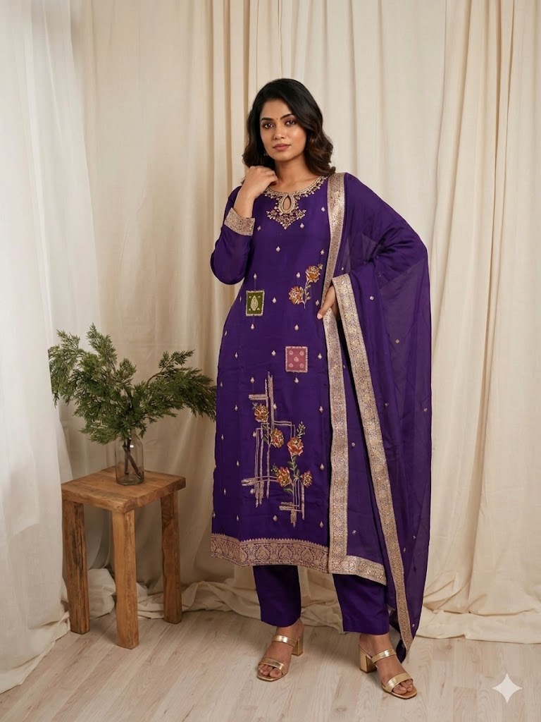 MAJESTIC VIOLET ETHNIC SUIT-1195