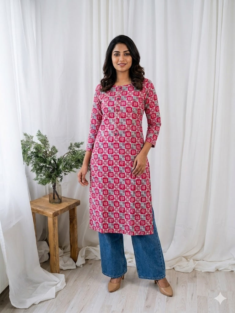 PIXEL RED KURTI-6021