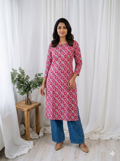 PIXEL RED KURTI-6021
