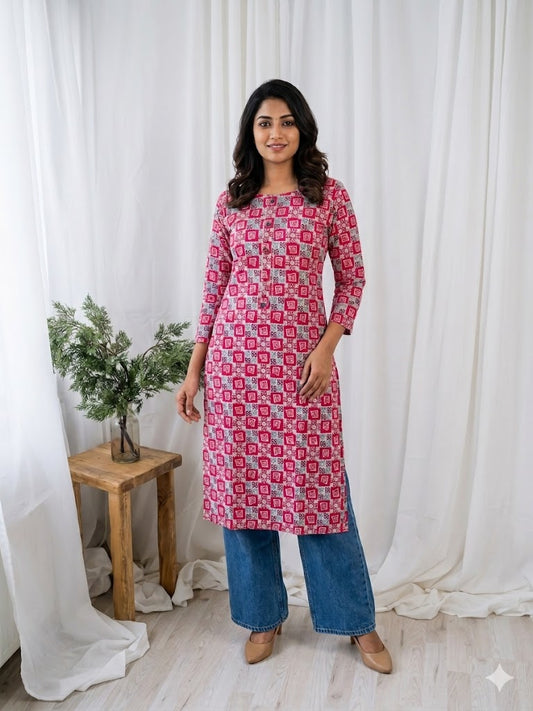 PIXEL RED KURTI-6021