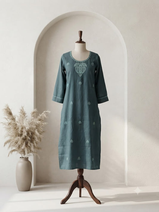 GREEN THREAD KURTI-6087