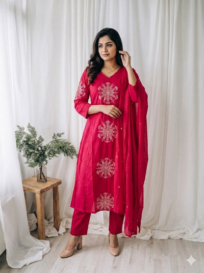 PINK MOTIF KURTI SET-2089