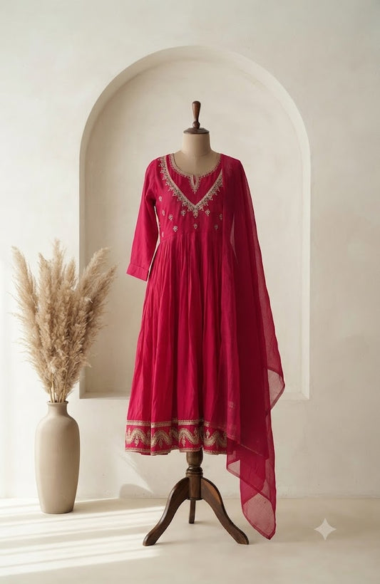 PINK SILK ETHNIC SUIT-2077