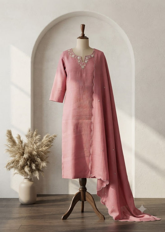 PINK CHANDERI ETHNIC SUIT-1738