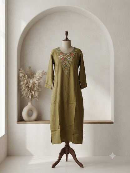 GREEN FLORAL KURTI-6160