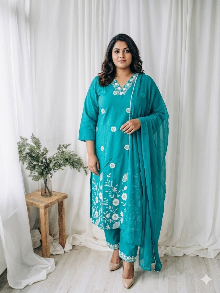 TEAL PETAL ETHNIC SUIT-1257