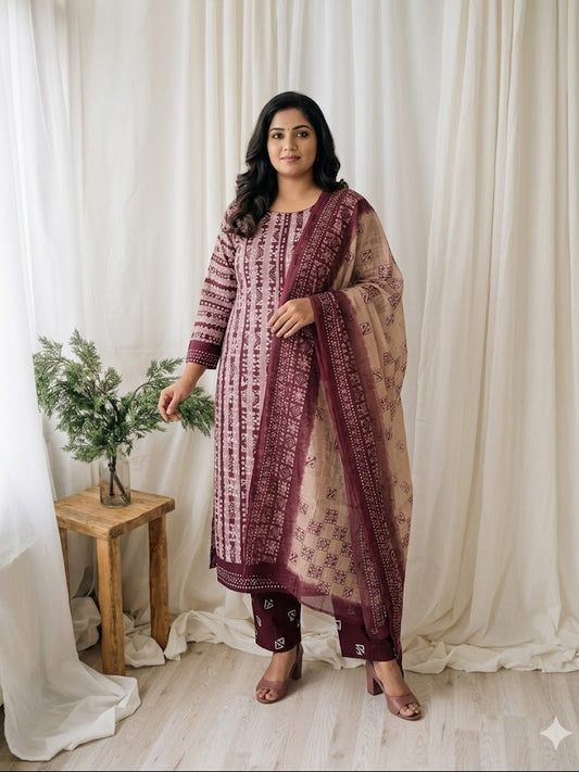 BLOOM LINE KURTI SET - PINK - 1243