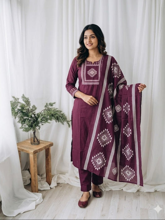 PURPLE CLASSIC KURTI SET-1517