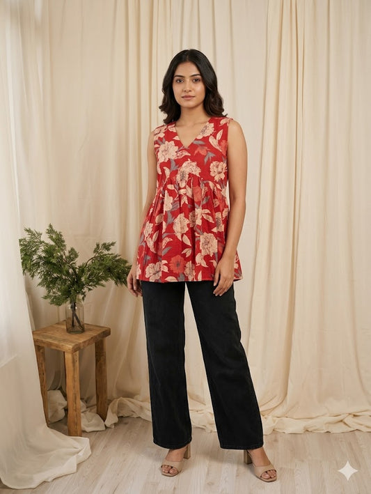 RED PEPLUM KURTI-5033