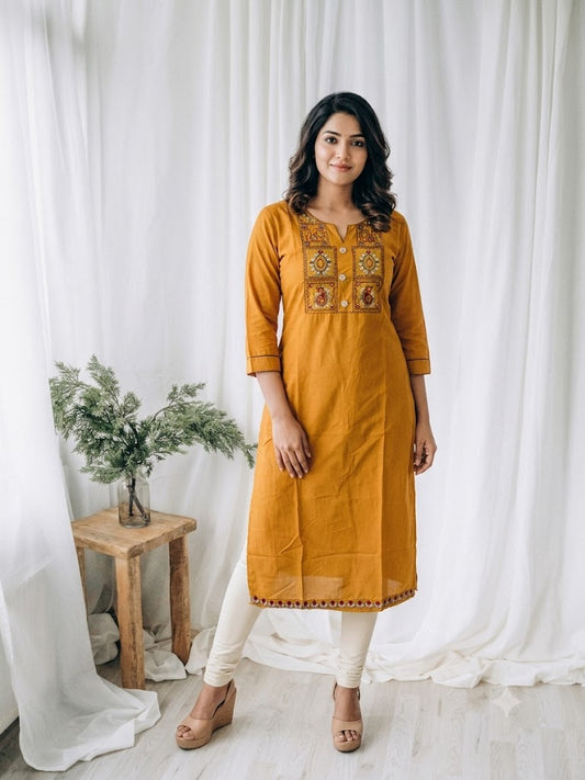 YELLOW YOKE KURTI-6083