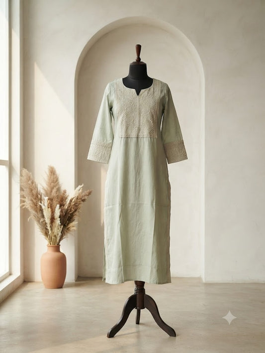 MINT GREEN RAYON KURTI-6068