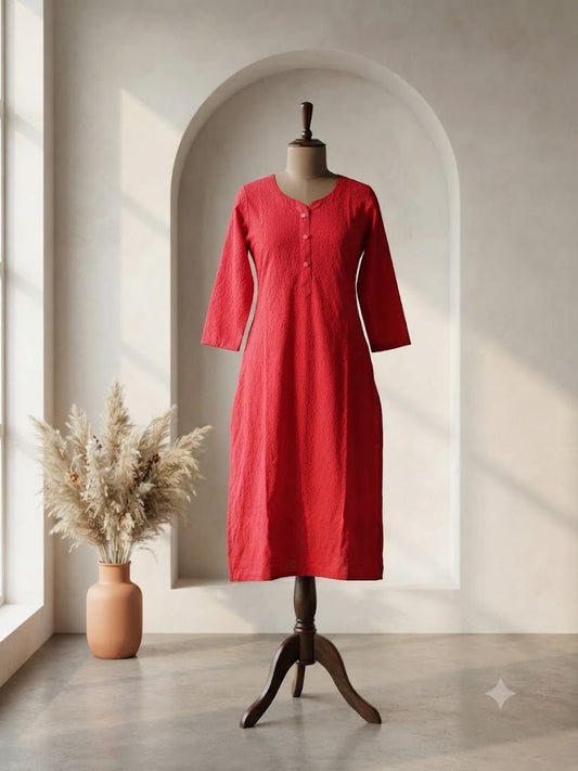 FUSCHIA CHIKANKARI KURTI-1505