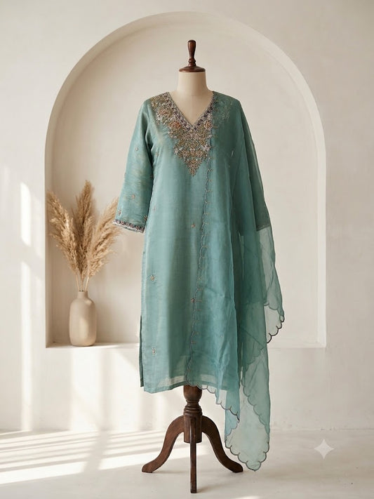 BLUE TISSUE ETHNIC SUIT-1671