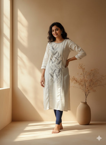 TWILL WHITE KURTI-6022