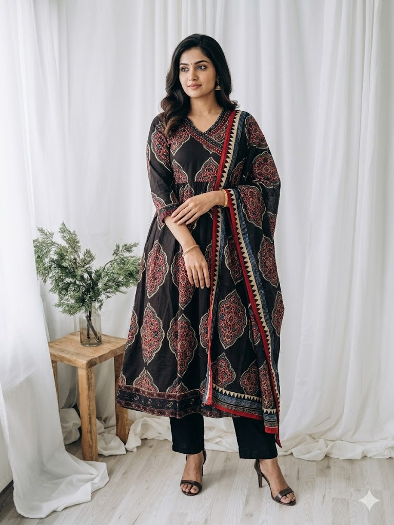 REGAL BLACK KURTI SET-2010