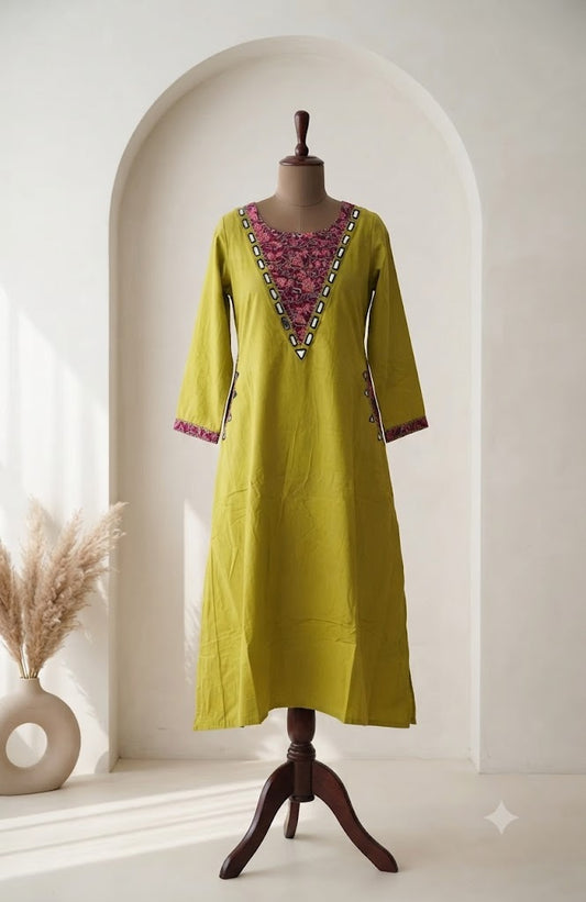 GREEN COTTON COORDSET-0118