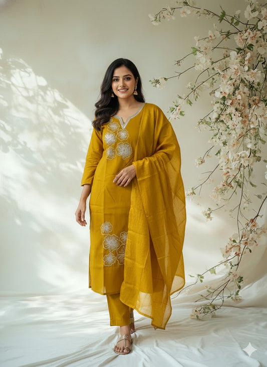 YELLOW LOOM ETHNIC SUIT - 1463
