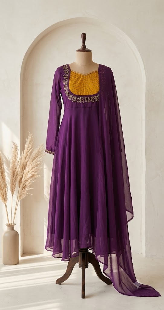 PURPLE GEORGETTE TOP & DUPATTA SET-6168
