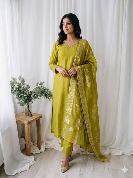 LIME GLOW ETHNIC SUIT-1191