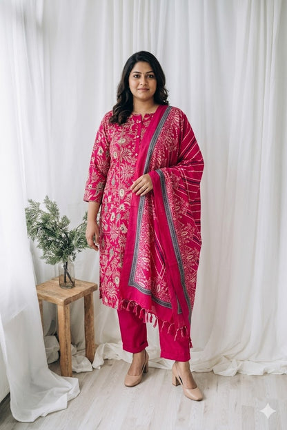 BLOOM LINE KURTI SET - PINK - 1243