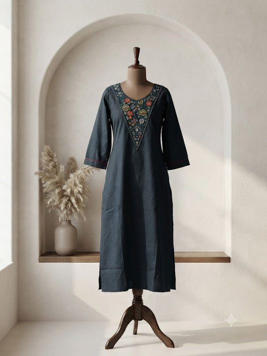 BLUE FLORAL KURTI-6160