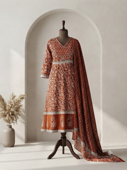 TERRACOTTA PRINT KURTI SET-2031