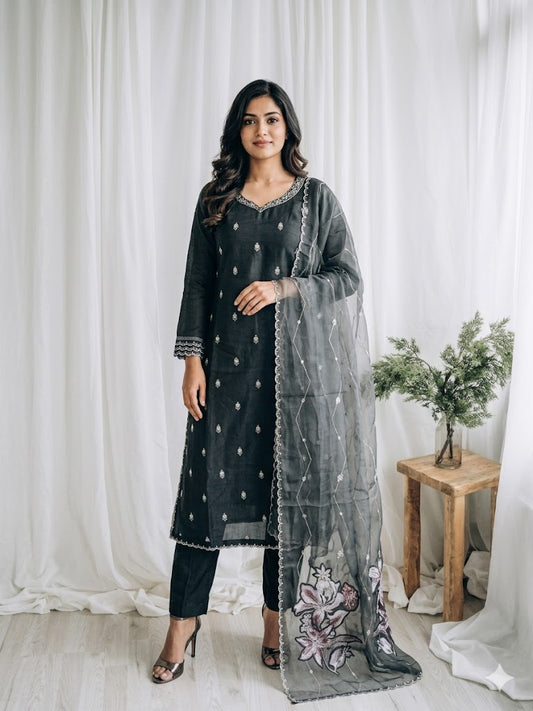 DUSKY FLORA ETHNIC SUIT - 1381