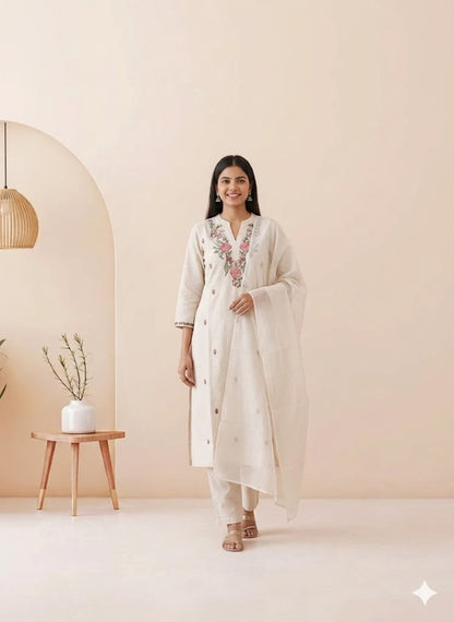 KHADI ROSE KURTI SET-1565