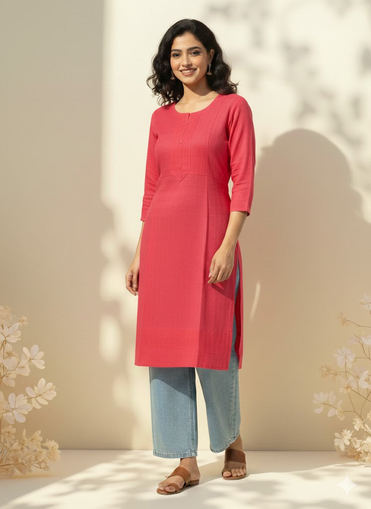FUSCHIA CHIKANKARI KURTI-1505