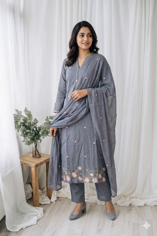 MULBLOOM LILAC KURTI SET-1644